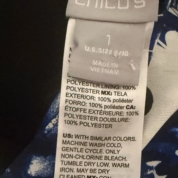 Chico’s Reversible Floral Duster Jacket Blue White NWT Size 1 Kimono - Picture 7 of 8